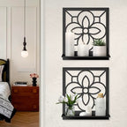 Abstract Candle Wall Holder, Pastoral Bathroom Wall Art for Living Room Bedroom Bathroom (2 Pack 11.8 x 13 in) - color: Black- Pastoral