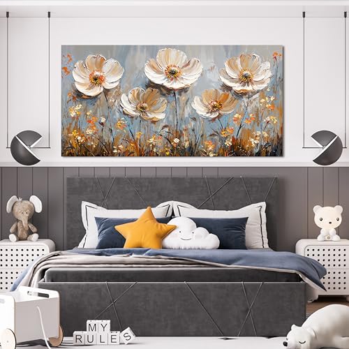 Canvas Wall Art Decor Art Work for Wall Decor Large Vintage Gold Wall Art Prints Wall Art Pictures for Living Room Nature Flower Wall Art Decorations Artwork for Walls Bedroom Office Decor 24" X 48" - color: XY-01G, size: 48"L x 24"W