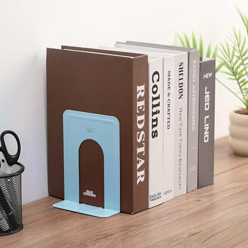 Mr. Pen- Book Ends, 4 Pack, Light Blue, Heavy Duty Metal Bookends for Shelves, Book Holders for Shelves, Metal Bookends - color: Light Blue, size: 4 Pack