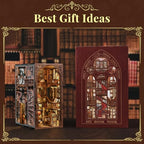 MiniCity Book Nook Kit, DIY Miniature House Dollhouse Kit for Adults and Teens, Booknook Tiny House Bookshelf Decor with LED Light and Dust Cover (Abbey Library) - style: Abbey Library