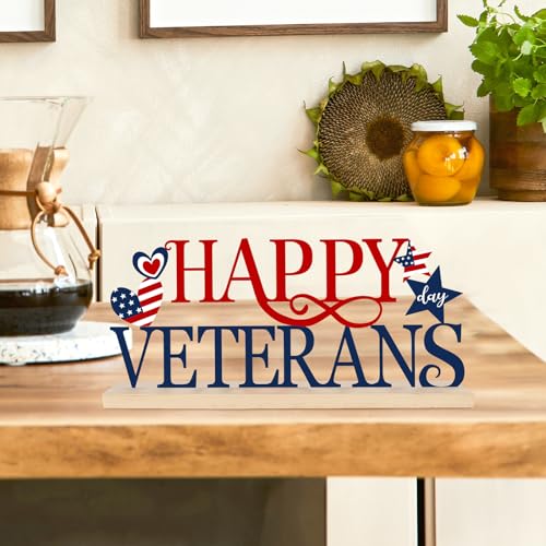 COCHIE Metal Happy Veterans Day Sign, Thank You Veteran Table Centerpieces Decorations for Home, Office, Shelf, Mantel, Indoor, Traditional Party Supplies Decor (Veterans) - style: Veterans