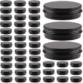 OBKJJ 48 Pcs Aluminum Round Cans with Lid, 2 Oz Metal Tins Food Candle Containers with Screw Tops for Crafts, Food Storage, DIY (black) - color: black