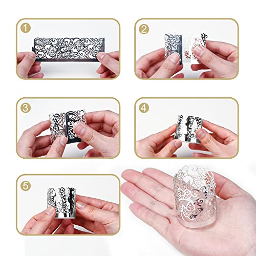 LOVEINUSA 48pcs Votive Candles Holders Wraps, Silver Tea Light Candle Fairy Home Decoration (No Bottom) - color: Silver