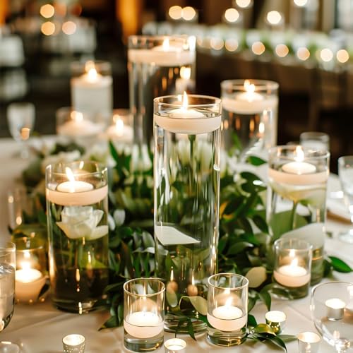 UPBUD 12pcs Glass Cylinder Vases for Centerpieces | 10 Inch Tall Flower Vase for Wedding Decorations, Floating Candle Holders for Dinner Table, Bridal Shower, Office Home Décor - color: 10 Inch