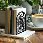 Peacoblue Metal Bookends for Shelves, Modern Decorative Heavy Duty Study Book Support Stoppers for Office, Desk, Shelf, Room 5.3"x4.3"x7.9" Cast Iron Simple Bookends, 1 Pair (Bohemia Snake and Flower) - style: Bohemia Snake and Flower
