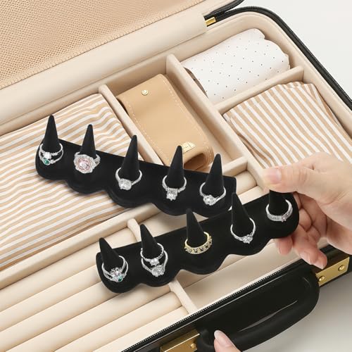 KUKUVR Velvet Ring Display Stand, Finger Jewelry Organizer for Retail Show, Personal Vanity, and Travel – Black Ring Holder for Engagement Rings, Wedding Bands, and Fashion Jewelry (Black 5 Fingers) - color: Black 5 Fingers