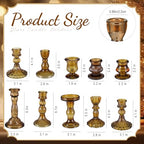 Mumufy 10 Pcs Glass Crystal Taper Candle Holders Clear Glass Candlestick Holder Fit 0.8 Inch Candles Crystal Decorative Candle Stand Centerpiece Table Wedding Dining Party (Classic,Brown) - color: Brown