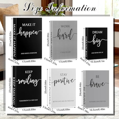 Menkxi 6 Aesthetic Decorative Books Set with Tassel Wood Bead Motivational Table Decor Encouragement Faux Book with Inspirational Design for Home Coffee Table Modern Decoration Photo Storage Box - style: Brave