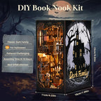 Book Nook Kit, Book Nook Kits for Adults DIY Booknook Model Build, DIY 3D Wooden Puzzle Bookend Booknook Bookshelf Insert Miniature Dollhouse Kit for Home Decoration - style: Dark Family
