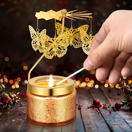 Kunrsug Butterfly Rotating Scented Candles Gift Set for Birthdays, Christmas, Thanksgiving, or As A Unique Present for Your Mom, Sister, Girlfriend, Colleagues, Friends, or A Dear Friend - style: Butterfly