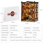 DIY Book Nook Kit, 3D Wooden Puzzle Miniature House Kit with LED Light, Dinosaur Fossil Museum Bookend Dollhouse, Creative Arts & Crafts Project for Adults and Teens Age 14+ (Fossil Museum)