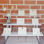 2pcs White Display Riser, Earring Display Stands, Showcase Cascading Merchandise Organizer Tray Vendor Display Supplies for Tabletop Shows Solid Wood (3tier) - color: White-3tier-2pcs