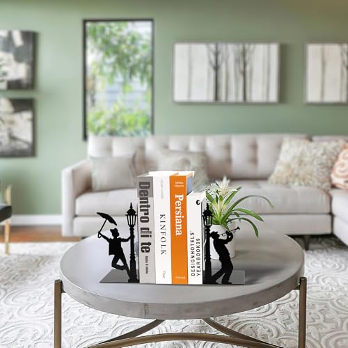 Design Book Ends for Shelves Decorative Desk or Countertop, Hidden Metal Bookends Hold Books, Bookend Holder for Mother's Day Decorations Gift, Gift for Book End Mother's Day Decor (Set of 2) - color: Colorful_black