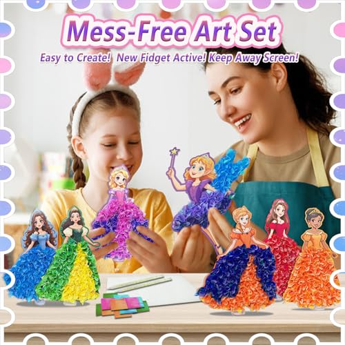 JRD&BS WINL Poke in Art Kit for Kids Toys Age 3-12 Year Old 3D Creative Princesses for Girls Birthday Gifts for 3 4 5 6 7 8 9Year Old Boy DIY Craft Art Kit for Teens Beginner Kids(Princesses) - style: princess