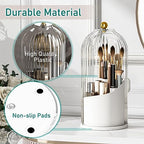 GAXmi Makeup Brush Holder with Lid Cosmetic Tools Organizer 360 Rotating Waterproof Dustproof Beauty Brushes Storage for Vanity, Transparent - color: Transparent