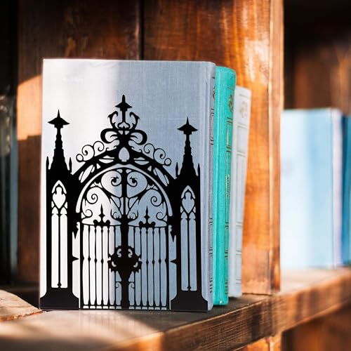 Gothic Church Architectural Metal Bookends, Ornate Iron Gothic Bookshelf Bookends for Home Décor, Decorative Bookends for Bookshelf