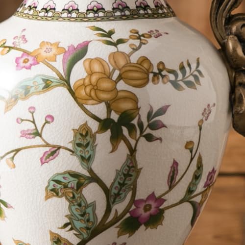 Tall Table Modern Vase,Large Ceramic Flower Vases for Shelf Home Decor,Creative Classic Pink Vase 16.5 inch,Sophisticated Vessel for Decorative Branches and Dried Flower. (Floral Fruity) - color: Floral Fruity