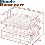 Simple Houseware Stackable Wide Entry Desk File Document Letter Tray with Liner, Wire Grid, 3 Packs, Rose Gold - color: Rose Gold, size: Wide Entry