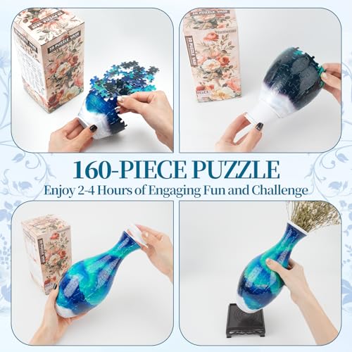 3D Puzzles Vase for Adults, Crafts for Adults, 160 Pieces Plastic DIY Unique Flower Vase with LED Light House Warming Gift Birthday Gifts for Flower Arrangements and Home Decor (Night Light) - color: Night Light