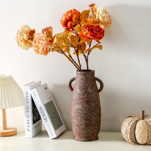 Ceramic Rustic Vase, 12.3 Inch Farmhouse Decorative Flower Vase for Home Decor, Rusty Vase for Living Room Bedroom Kitchen Office Decor Centerpiece Table Decorations - color: 203-2-12in