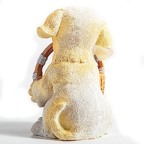 H&W Dog Candy Dish,Cute Key Bowl for Entryway Table,Dog Basket Statue,Resin Animal Sculptures Home Desk Decorations,Unique Funny Key Holder Bowl,Sundries Container Storage Basket