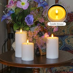 Yeelida Outdoor 6pcs Flameless Waterproof Candles with Handy Remote Control, Cycle Timer Battery Operated Candle Grease Effect LED Flickering Pillar Plastic Long Lasting (White, 3" x4" 5" 5" 6" 6" 7") - color: White, size: 4" 5" 5" 6" 6" 7"