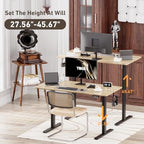 Ywin Electric Height Adjustable Standing Desk with Wheels, 63 x 24 inches Ergonomic Stand Up Desk for Home Office - color: Light Antique