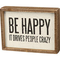 Primitives by Kathy Rustic Farmhouse Decor - Inspirational Wall Art, Wooden Table/Shelf Decor, Boho Kitchen Accessories 5”x7” - style: Be Happy