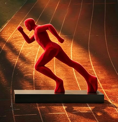 AWNR Handmade Gold Abstract Statue- Exquisite Resin Figurine for Modern Home Decor Living Room Shelf Office Decorations, Perfect for Bookshelf, Desk, and TV Stand Accents. (Transparent Gold) - color: Red Runner