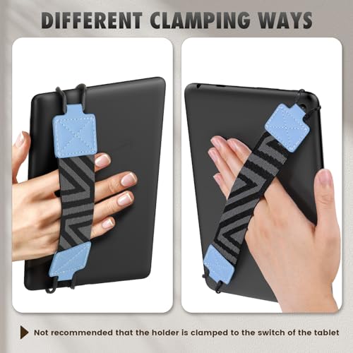 MoKo Security Hand-Strap for 9-11 Inch Tablet - iPad/Kindle Fire HD/Samsung/Lenovo, High-Elasticity Versatile Hand Strap Lightweight Finger Grip Holder, Light Blue - color: Light Blue, style: Patterned Strap