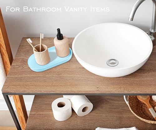 Blue Small Tray (10 inch), 3 Pack Oval Tray for Kitchen Counter, Bathtub Bathroom Vanity Items, Countertop Organizer, Coffee Accessory, Bar, Serving Seasoning, Salt and Pepper, Soap, Perfume. - color: Blue-3 Tray, size: 10.2" x 5.5" x 1.1"