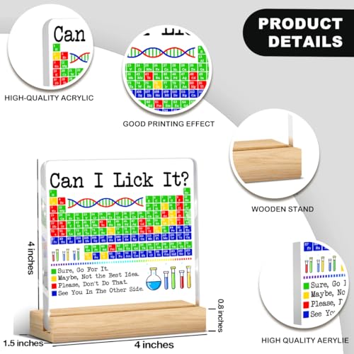 Chemistry Gifts Science Decor Periodic Table of Elements Science Gifts Teacher Desk Decor Can I Lick It Periodic Table Acrylic Humor Gift for Women Men Teacher Friend - color: Can I Lick It