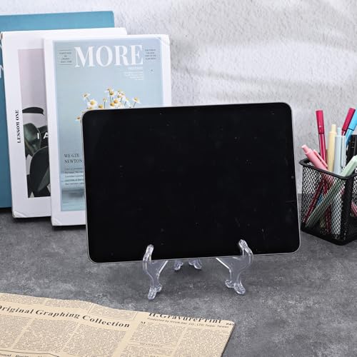 2 pcs 8" Clear Acrylic Display Stand/Plate Stands, Folding Display Plate Holder, Clear Acrylic Easel Stands for Home Office Tables Decoration