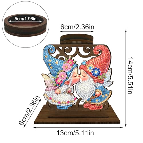 BAYUNOE DIY Candlestick Holders Wooden Desktop Diamond Art Painting Candle Holder Double-Sided Diamond Vintage Modern Decorative for Table Mantel Wedding Dinning Party-Goblin Kiss - color: Goblin Kiss