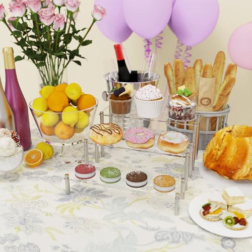 3 Pcs Acrylic Riser, Display Stand Clear Shelf for Cupcake Food Desserts Holder Cosmetic Products Tabletop Use and More (Large) - size: 3-Piece