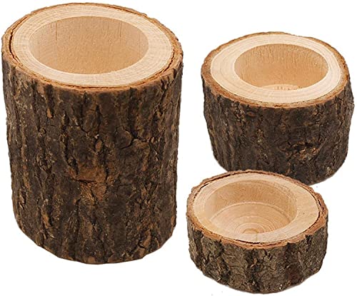 Wooden Tea Light Candle Holders Set of 6, Personalized Natural Wooden Votive Tealight Holder for Rustic Centerpieces for Table, Great for Home, Wedding Various Festivals Decoration - color: Set of 6