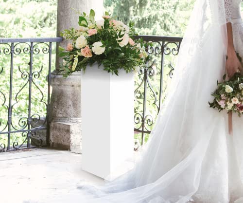 Marketing Holders Tall Acrylic Retail Display Box Cube Pedestal Art Sculpture Stand White Lucite Plinthe 12" x 12" x 32" Wedding Flower Tower One Piece Plexiglass Column