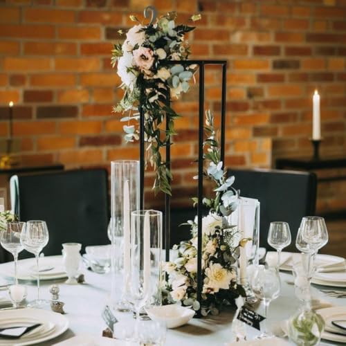 31.5inch 2 pcs Column Vases Metal Flower Stand Black Wedding Centerpieces for Tables Party Floral Stands for Flowers - size: 31.5 Inch Black 2pcs