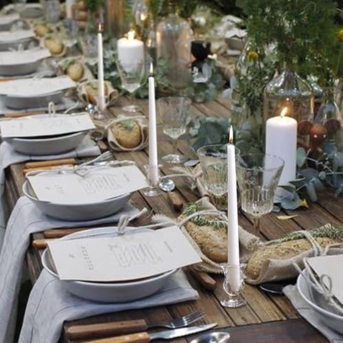 Hosley Set of 24 Glass Taper Candle Holders – Clear Candlestick Holder Set for Weddings, Table Centerpieces, Dinner & Home Décor (2.5” H) - size: 2.5" High