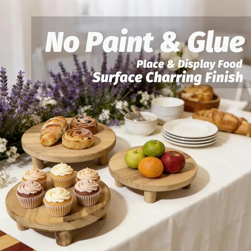 6"/8"/10" 3pcs Round Wood Riser - Plant Risers Stand for Decor - Wood Pedestal Stand Display for Kitchen Counter- Decorative Wooden Risers for Desktop/Bathroom/Livingroom/Bedroom