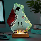 Handmade 3D Ocean Resin Lamp - USB Powered Resin Ocean Night Light with Wooden Base, Variable Lights, Scuba Diver Gifts, Diving Enthusiast Collectibles, Unique Birthday Holiday Gifts for Men & Women - color: Scuba Diver-1, size: S