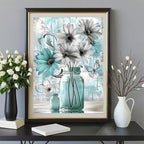 Amz Camel Diamond Painting Kit, 30x40cm White Flowers in Vase Still Life Art, Elegant Round Drill DIY Craft, Minimalist Home Decor Gift