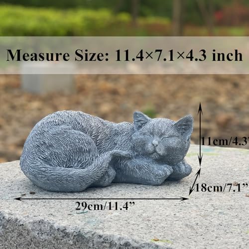 Cat Memorial Stone Garden Decor Outdoor Statue, Figurine Sculpture for Patio, Porch and Lawn, Sleeping Cat Decoration, Gifts for Mom - color: Sleeping Cat（stone）