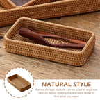 Pilarmuture Serving Vanity Tray,Rattan Bathroom Vanity Tray,Serving Vanity Basket,Bathroom Tray for Countertop,Sturdy Storage Basket for Dressing Table,Shelves,Desk Top,Cabinet,Nightstand ﻿