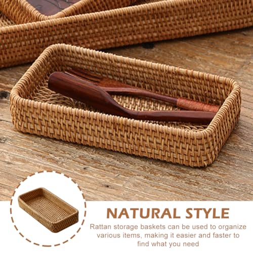 Rattan Bathroom Vanity Tray,Serving Vanity Basket,Bathroom Tray for Countertop,Sturdy Storage Basket for Dressing Table,Shelves,Desk Top,Cabinet,Nightstand ﻿