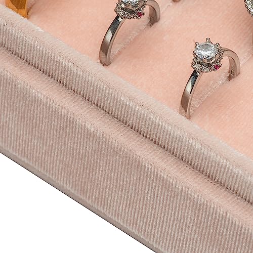 Velvet Ring Organizer Display Tray Jewelry Box Earring Holder Case for Wedding Birthday Christmas Day (Light Pink) - color: Light Pink