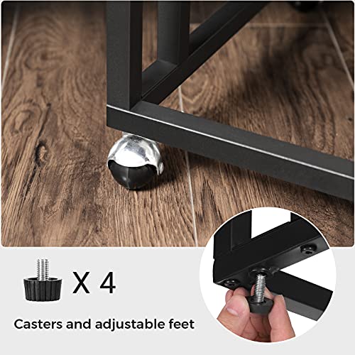 VASAGLE End Table, C Shaped TV Tray with Metal Frame Rolling Casters, Industrial Side Table for Living Room Bedroom, 19.7 x 13.8 x 23.6 Inches, Greige and Black - color: Greige + Black