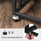 VASAGLE End Table, C Shaped TV Tray with Metal Frame Rolling Casters, Industrial Side Table for Living Room Bedroom, 19.7 x 13.8 x 23.6 Inches, Greige and Black - color: Greige + Black