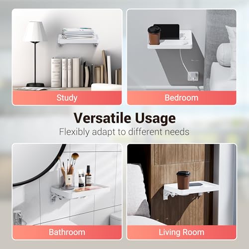 KIWIFOTOS 12.9" Floating Bedside Shelf for Bed Foldable Wall Mounted Shelf Adhesive Tablet Phone Storage Organiser for Bedroom Nursery Dorm Living Room - color: Wall Mounted Shelves 12.9", size: 12.91 x 9.25 x 1.18"