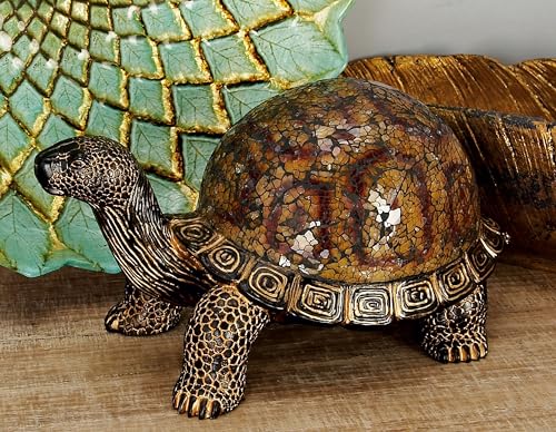 Deco 79 Polystone Turtle Decorative Sculpture Home Decor Statue, Accent Figurine 11" x 6" x 6", Brown